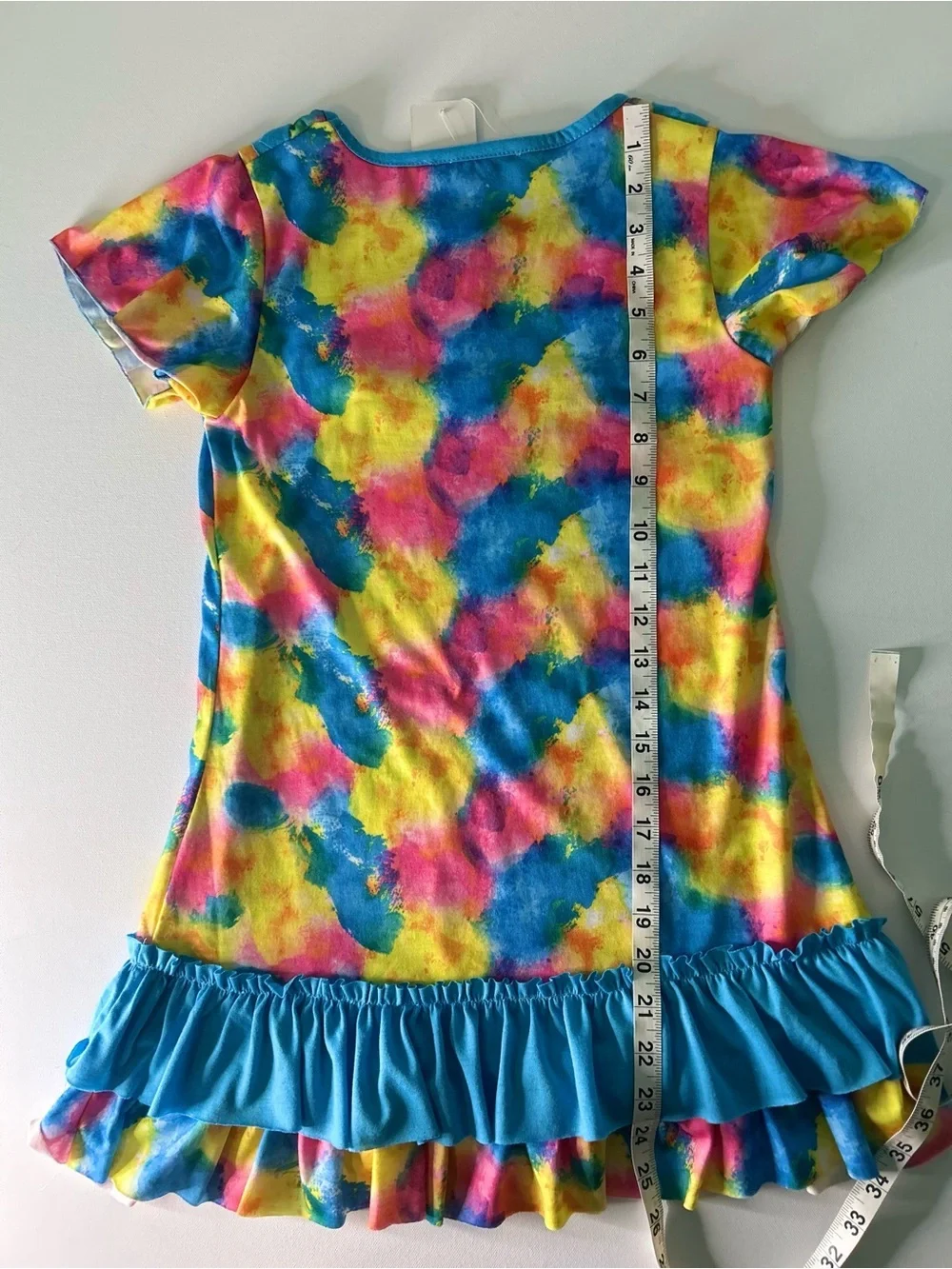 Sunshine Swing Girls Tie Dye Watercolor Ruffle Swing Dress Size 8